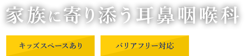 家族に寄り添う耳鼻咽喉科。キッズスペースあり、バリアフリー対応